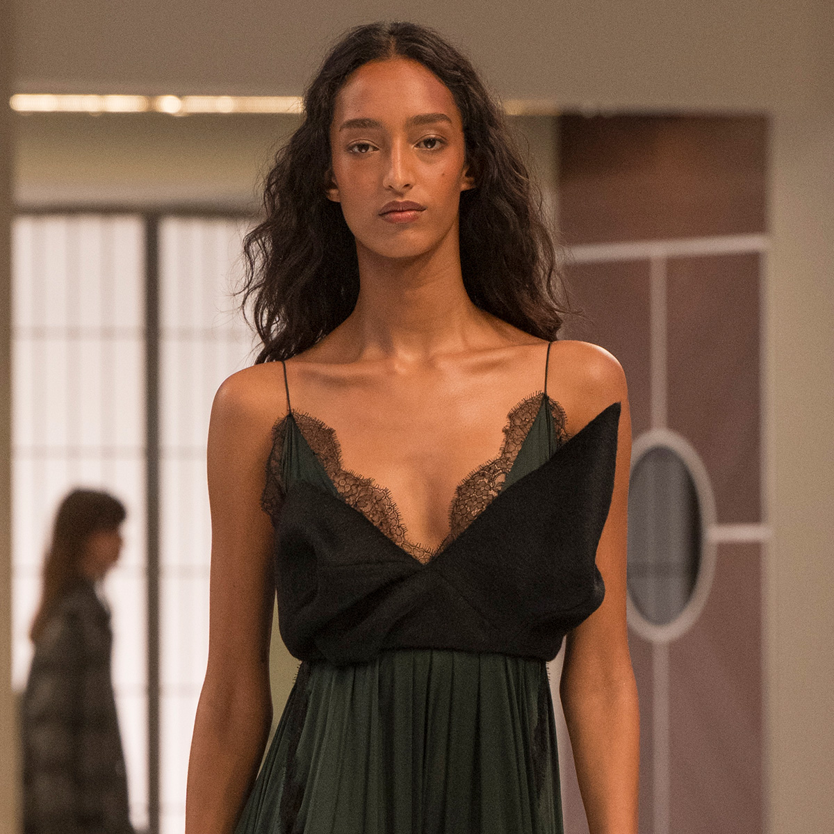 Mona Tougaard walking at the Louis Vuitton F/W 25 show.