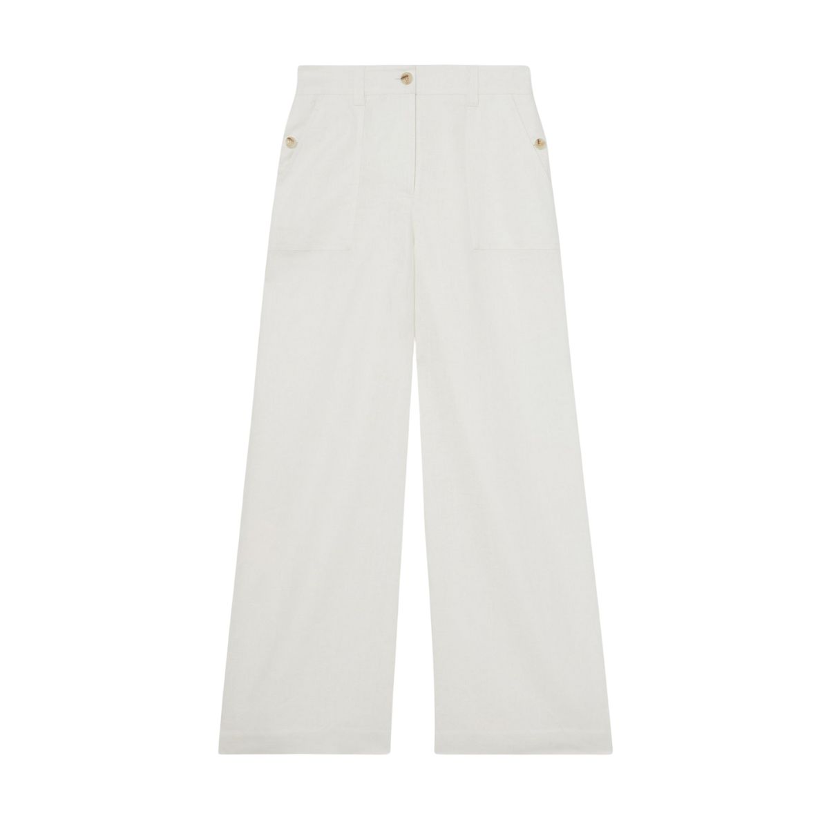 Linen Wide Leg Trousers in White